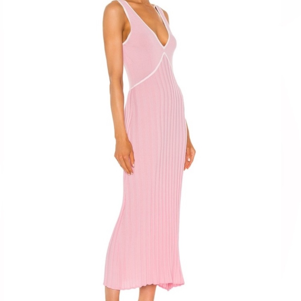 Solid & Striped 
The Aubrey V-Neck Rib-Knit Jersey Dress in Cloud Pink